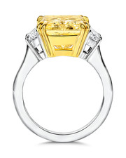 Radiant-Cut Yellow Diamond and Half Moon Diamond Ring